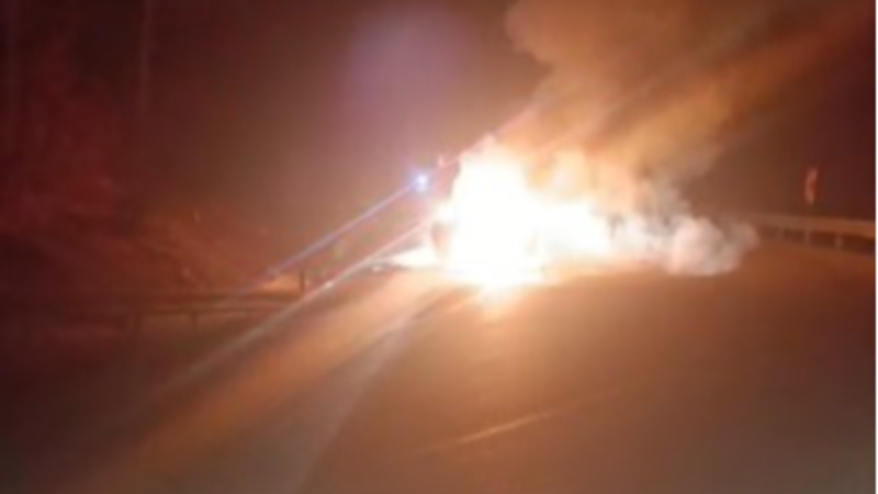 Bursa Uludağ Yolu'nda araç alev topuna döndü