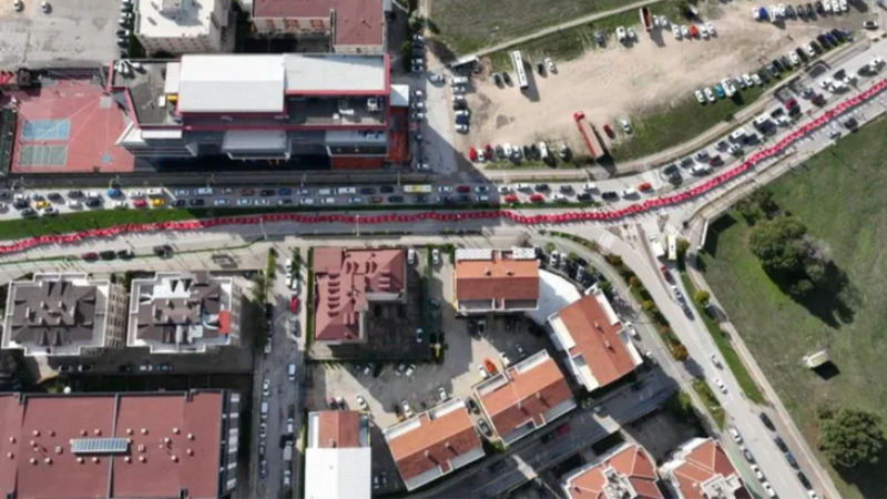 Bursa'da 500 metrelik dev Türk bayrağı!