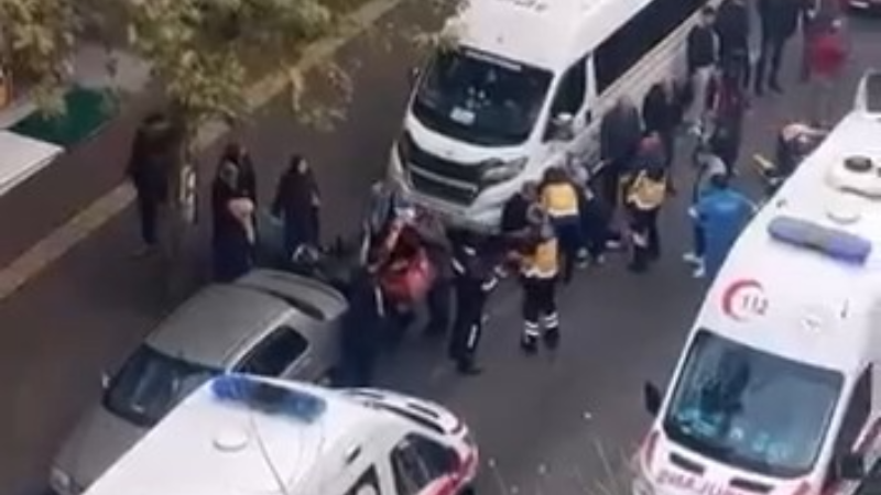 Bursa’da kaygan yolda kuryenin zor anları