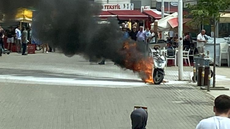 Bursa'da motosiklet böyle kül oldu!