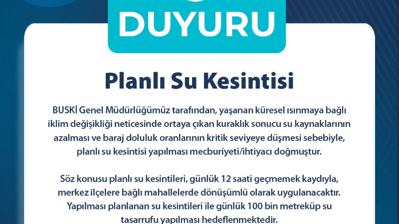 Bursa'da su kesintisi neden yapılıyor?