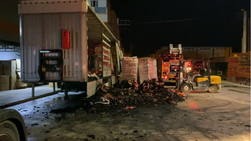 Bursa'da tır alev alev yandı!