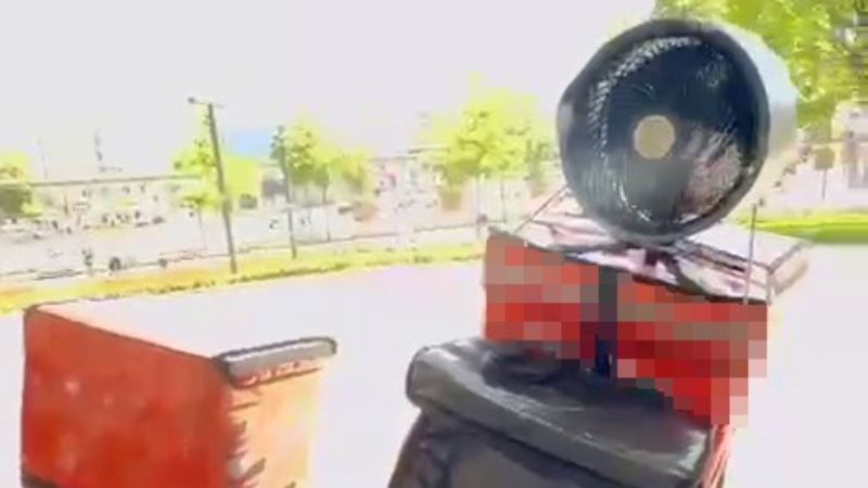 Bursalı kurye serinlemek için bakın ne yaptı!