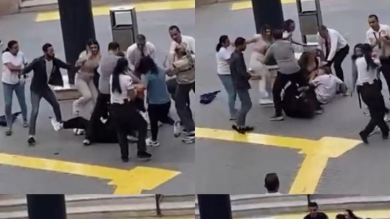 Erkekler değil bu kez kadınlar tekme tokat birbirine girdi