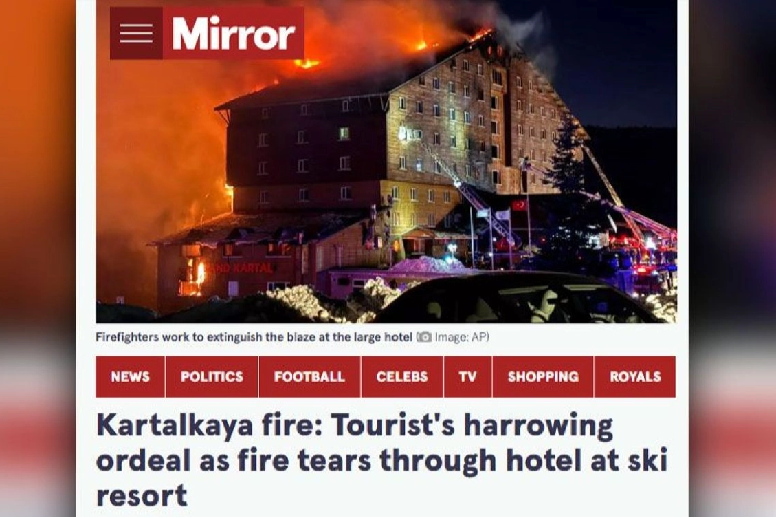 Kartalkakaya'daki otel yangını faciası dünya basınında: Yürek burkan dram