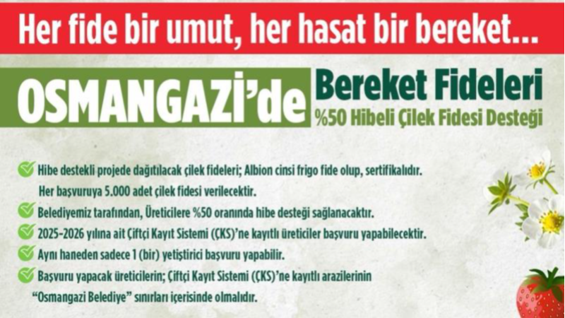 Osmangazi Belediyesi tarımsal üretimi destekliyor