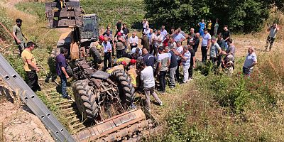 Bursa'da feci kaza: Traktör dereye uçtu, sürücü böyle kurtarıldı