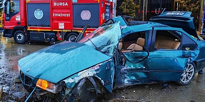 Bursa'da kayganlaşan yolda feci son! 