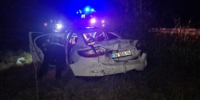 Kontrolden çıkan otomobil araziye uçtu; 4 yaralı