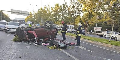Kontrolden çıkan otomobil takla atarak karşı şeride geçti