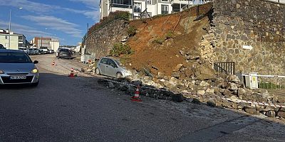 Mudanya’da istinat duvarı çöktü