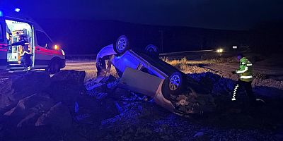 Takla atan otomobilden burnu kanamadan sağ çıktı