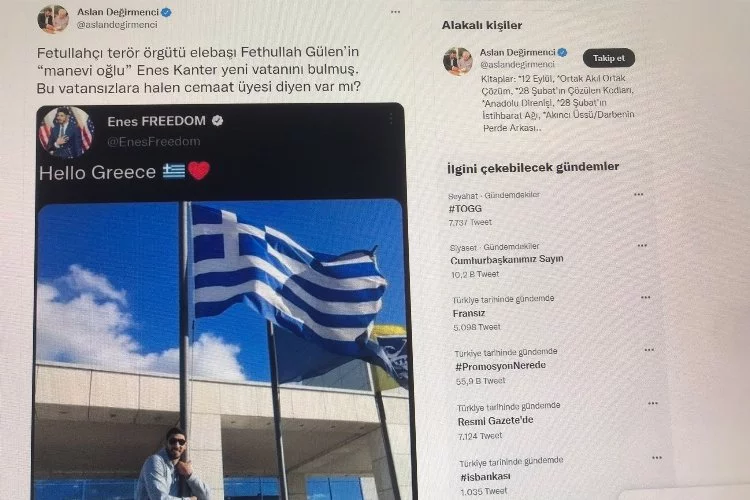 FETÖ'cü Kanter'den Yunan bayraklı paylaşım