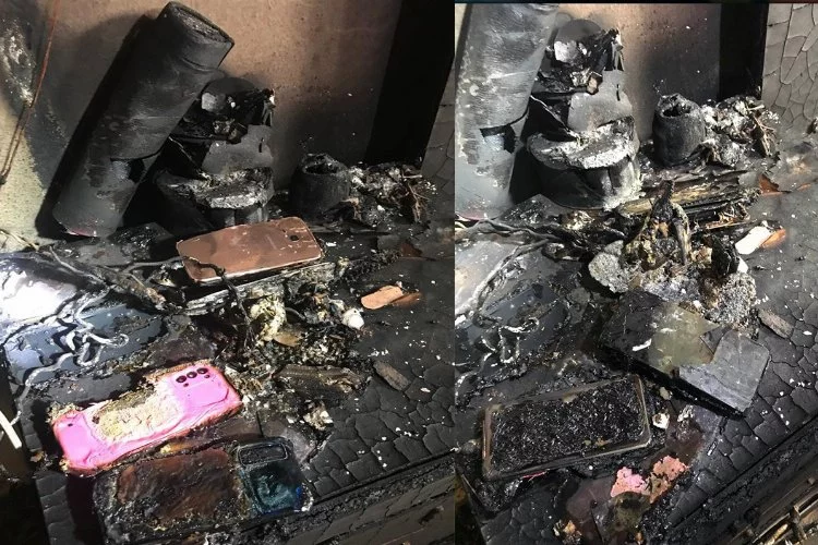 Şarj edilen 3 cep telefonu yangına sebep oldu