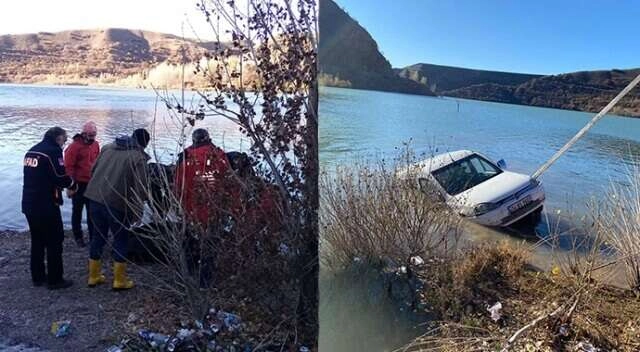 Baraja düşen araç alev aldı