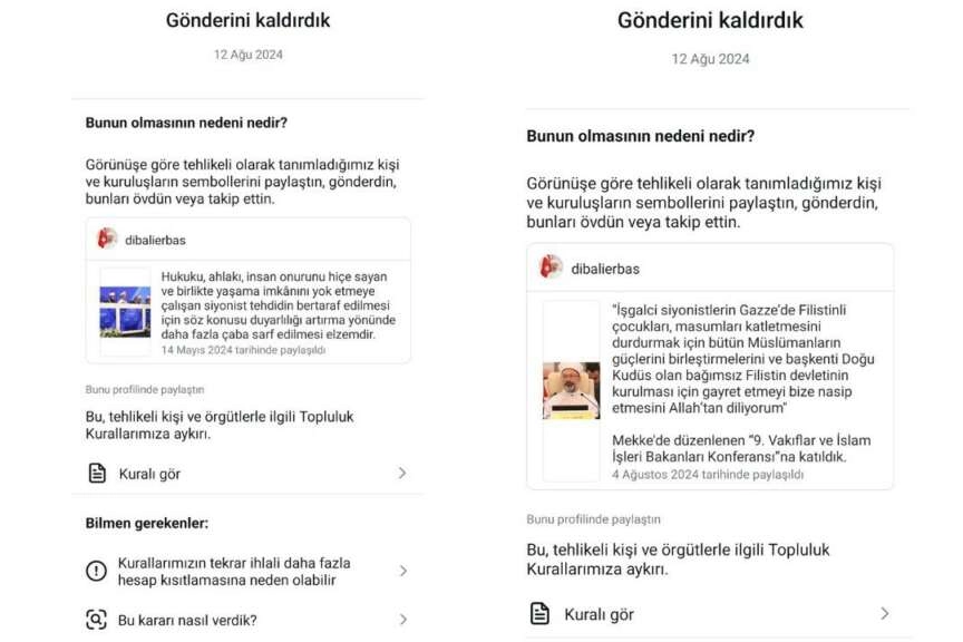 Instagram Diyanet İşleri Başkanı Erbaş’ın mesajlarını sildi