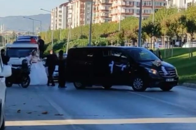 Bursa’da yol kapatan düğün konvoyuna ceza