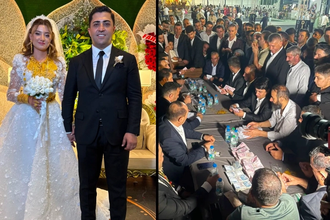 Düğünde gelin ve damada 5 milyon lira ve 4 kilo altın takıldı