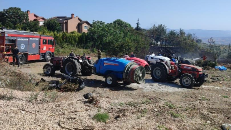 Bursa Mudanya'da çöplük yangını büyümeden söndürüldü
